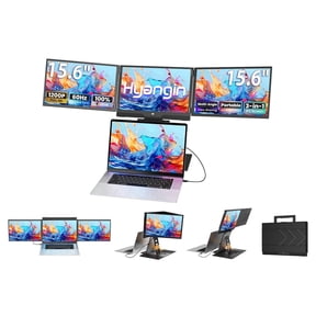 Hyangin Triple Screen Laptop Monitor Extender 15.6", 2026 Upgraded One Cable Connection Portable Quad Monitor, 1200P Portable Triple Monitors for Laptop, Compatible with Windows/Mac/Chrome OS/Phones