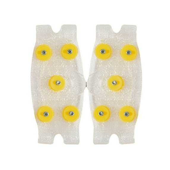 Hyasfey 1 Pair Clear Ice Cleats Shoes Crampons with 5 Metal Studs Men Women Winter Outdoor Walking Ice Snow Traction Grips Elastic Non-slip Shoes Boot Spikes Grippers