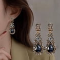 thumbnail image 1 of Hyasfey 1 Pair Retro Shining Rhinestones Inlaid Drop Earrings Sparkling Chandelier Wedding Bridal Long Dangle Earrings Jewelry Gift, 1 of 7