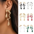 thumbnail image 1 of Hyasfey 1 Pair Women Earring Irregular Liquid Water Drop Shape Stainless Alloy Contrast Color Hollow Out Polished Personality Ear Stud Geometric Long Earrings, 1 of 8