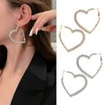thumbnail image 1 of Hyasfey 1 Pair Women Earrings Heart Shape Rhinestone Individual Hanging Earrings Exaggerated Party Club Dating Dangle Earrings Ear Hoop Jewelry, 1 of 8