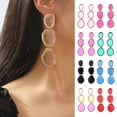thumbnail image 1 of Hyasfey 1 Pair Women Long Hanging Earrings Irregular Geometric Shape Resin Multi-layer Smooth Electroplated Ear Jewelry Lady Prom Cocktail Party Dangle Ear, 1 of 8