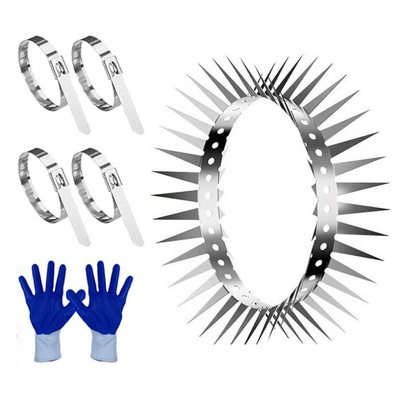 Hyasfey 1 Set Anti-Rat Spikes Stainless Steel Bird Deterrent Spikes with Ties Spiked Squirrel Baffle for Pigeons Cats Control on Trees Fences Bird Feeders Pole Roofs Balconies