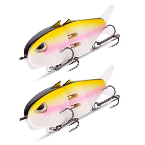 Hyasfey 2Pcs 6CM/6.5G Multi-Jointed Pencil Fishing Lure with Double Hooks Slow Sinking 2-Section Swimbait Hard Artificial Bait Freshwater Saltwater Fishing Accessories