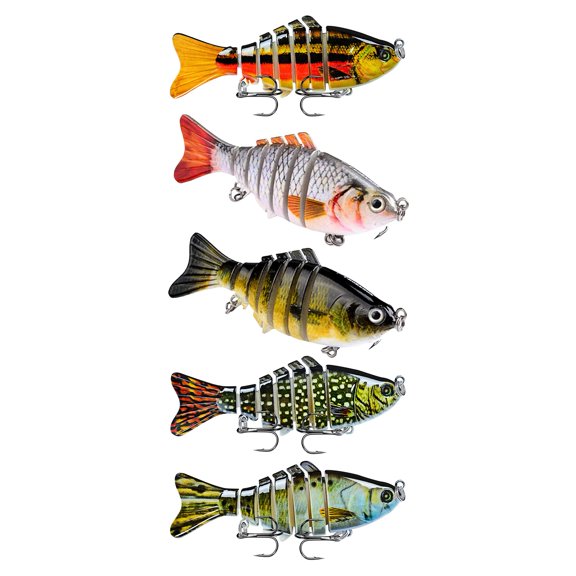 Hyasfey 3/5Pcs Fishing Lures 3D Swimming Bait with Treble Hooks Realistic Looking Bright Colors Compact Portable Hard Bait Artificial Lure