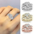 thumbnail image 1 of Hyasfey 3Pcs/Set Finger Bands Shining Geometric Electroplating Western Style Hypoallergenic Decorate Jewelry Artificial Diamond Zircon Party Rings for Party, 1 of 8