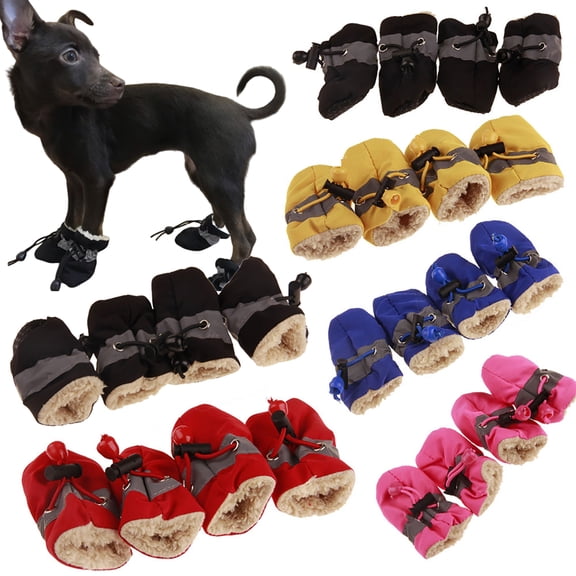 Hyasfey 4Pcs Pet Dog Rain Boots Non-Slip Soft Shoes Covers Footwear for Home & Outdoor Use