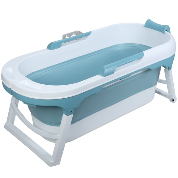 Hyasfey 55 Inch Foldable Bathtub Portable Collapsible Tub for Adults & Kids Freestanding Hot & Ice Bath No Lid