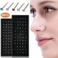 thumbnail image 1 of Hyasfey 60Pcs Nose Rings Piercing Attractive Rhinestone Comfortable to Wear Shiny Body Jewelry Hypoallergenic Stainless Steel Nose Studs Rings Jewelry Accessory, 1 of 8