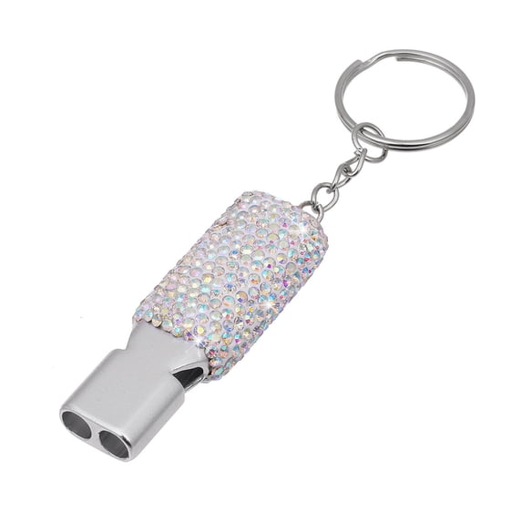 Hyasfey Bling Whistle Metal Rhinestone Whistle with Keychain Shining Whistle with Loud Crisp Sound for Referees Coaches Lifeguards Emergencies