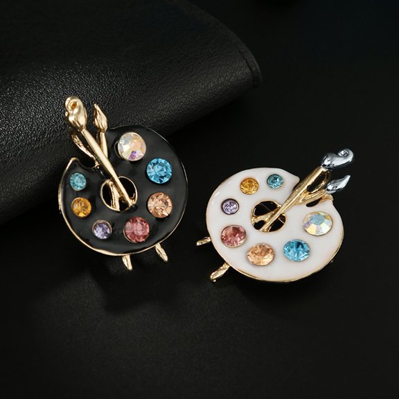 Hyasfey Brooch Badge Enamel Fine Workmanship Shiny High Gloss Geometric Decoration Rust-resistant Exquisite Draw Palette Brooch Women Jewelry