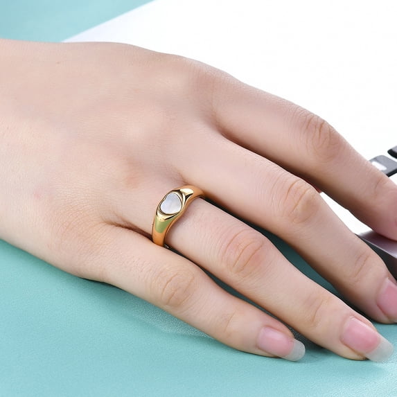 Hyasfey Finger Ring Electroplating Geometric Charming Bright Luster Wear-Resistant Decoration Colorfast Women Personalized Heart Ring Valentines Gift