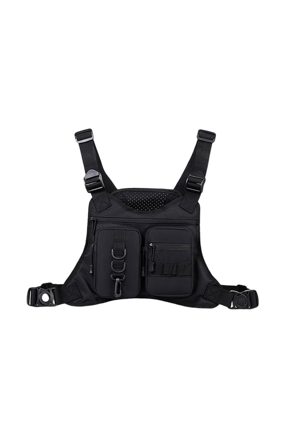 Outdoor Sports Chest Bag for Men Front Running Vest Bag with Multiple Compartments EDC Travel Chest Pack for Workout Cycling Hiking