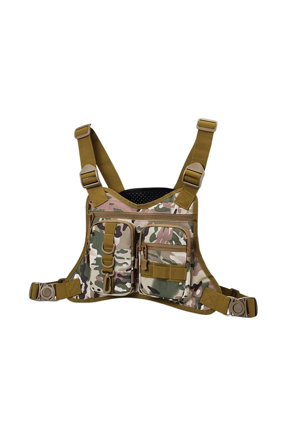 Outdoor Sports Chest Bag for Men Front Running Vest Bag with Multiple Compartments EDC Travel Chest Pack for Workout Cycling Hiking