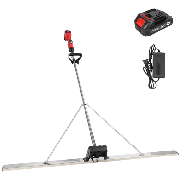 Hyasfey Power Screed Concrete Vibratory Tool, 3000-6000RPM Concrete Finishing Tool, Cordless Brushless Screed Cement Finishing Vibrating Leveler with 59 Inches Stainless Steel Board