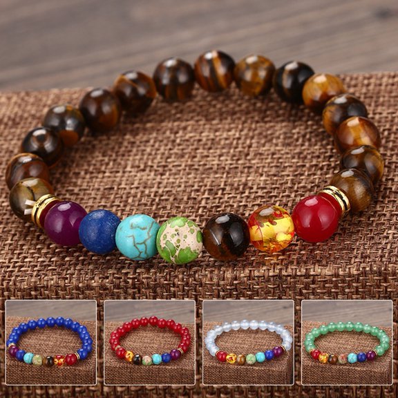 Hyasfey Prayer Bracelet Colors Stitching Artificial Stone Women Men Chakra Bracelets Healing Wrist Chain for Everyday Wear