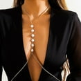 thumbnail image 1 of Hyasfey Sexy Bra Chain Cross Shiny Faux Pearls Golden Silver Color Boho Beach Bikini Chest Body Chain Necklace Club Accessories, 1 of 7