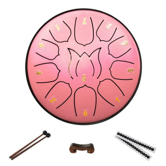 Hyasfey Steel Tongue Drum Compact Design Portable Easy to Use 11 Notes 6 Inches Rain Drum Musical Percussion Instrument