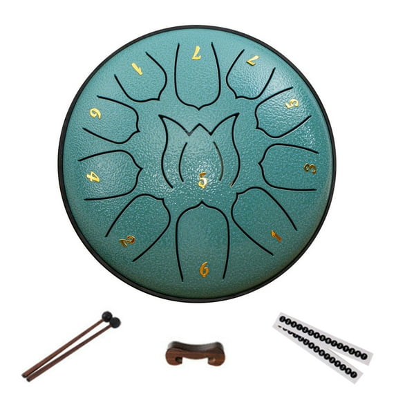 Hyasfey Steel Tongue Drum Compact Design Portable Easy to Use 11 Notes 6 Inches Rain Drum Musical Percussion Instrument