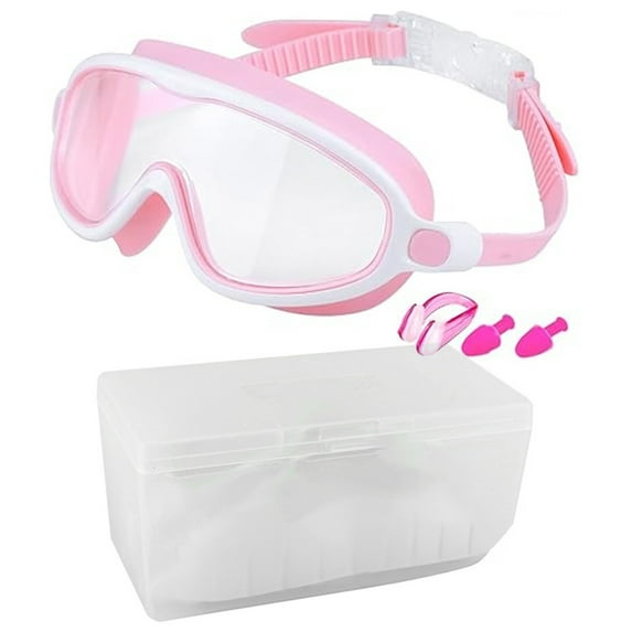 Hyasfey Swimming Goggles with Earbuds Set Adjustable Design Water-Resistant Clear View Anti-Fog Swim Glasses for Kids
