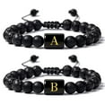 thumbnail image 1 of Hyasfey Unisex Bracelet A-Z Letter Frosted Faux Stone Beads Adjustable Stress Relief Bracelet Fashion Jewelry, 1 of 8