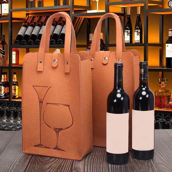 Hyasfey Wine Gift Bag Great Load Bearing Thick Long Handle Reusable Firm Stitching Fall Prevention Double Bottles Holiday Wedding Party Champagne Beer Beverage Packaging Handbag