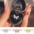 thumbnail image 1 of Hyasfey Women Ring Geometric Shiny Rhinestone Inlaid Sparkling Electroplating Butterfly Shape Engagement Wedding Ring Jewelry Decoration Gifts for Anniversary, 1 of 8