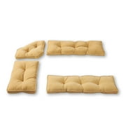 Hyatt 4-Piece Solid Buttercream Microfiber Kitchen Nook Cushion Set by Greendale Home Fashions