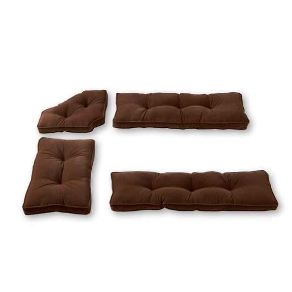 Hyatt 4-Piece Solid Chocolate Microfiber Kitchen Nook Cushion Set by Greendale Home Fashions