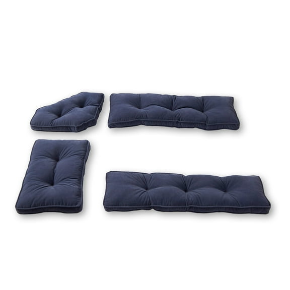 Hyatt 4-Piece Solid Denim Microfiber Kitchen Nook Cushion Set by Greendale Home Fashions