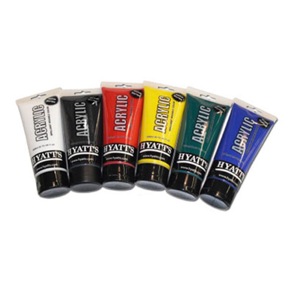 Hyatt's Acrylic Paint, Set of 6 Colors 200ml Tubes, Lightfast, Made in USA, Conforms to ASTM-D 4236