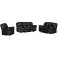 thumbnail image 1 of Hybition 3 - Piece Living Room Set Faux Leather Sofa Set-Black, 1 of 7