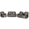 thumbnail image 1 of Hybition 3-Piece Living Room Set, PU Leather Reclining Sofa Set, Hidden Console with Cup Holders, Storage Box-Color:Grey, 1 of 7