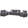 thumbnail image 1 of Hybition 3-Piece Living Room Sofa Set, Matte Faux Leather, with Geometric Pillows-Color:Dark Grey, 1 of 9