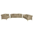 thumbnail image 1 of Hybition 3-Pieces Living Room Set Modern Velvet Sofa Set & Golden rivets-Beige, 1 of 7
