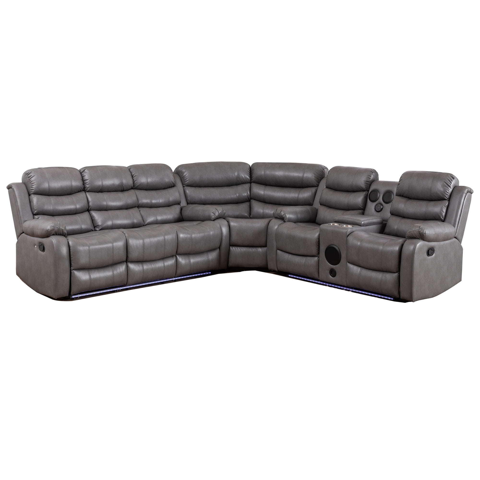 Hybition Faux Leather Living Room Set Modern Reclining Sectional Sofa
