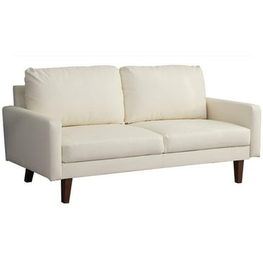 Hybition Faux Leather Sofa Mid-Century Modern Couch for Living Room/Office-Beige