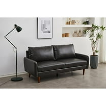 Hybition Faux Leather Sofa Modern Couch for Living Room/Office-Gray