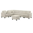 thumbnail image 1 of Hybition Modern Convertible Velvet Sectional Sofa with Ottoman&Console Beige, 1 of 9