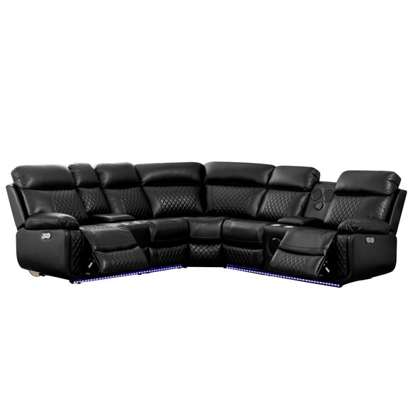 Hybition PU Leather Modern Sofa Power Reclining Multi-Functional Couch-Black