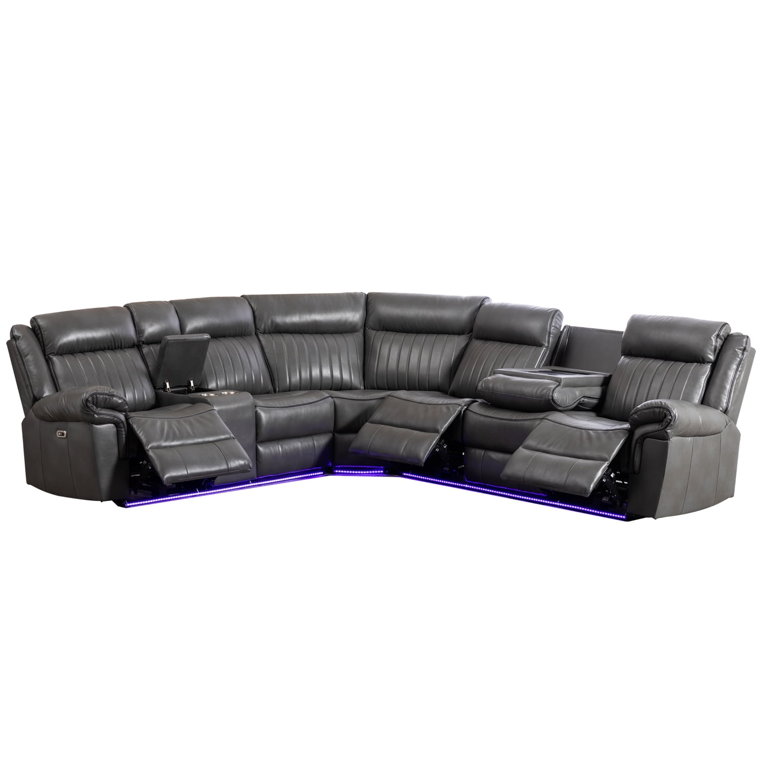 Hiloto 「NewLevelUnlocked」 Special Box L Hybition Power Reclining Sectional Sofa PU Leather L-Shaped