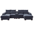thumbnail image 1 of Hybition Sectional Sofa with 2 ottoman, Chenille Living Room Set, LED Light, Wireless Charging, Storage Console, Cup Holder-Color:Dark Grey, 1 of 9