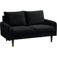 thumbnail image 1 of Hybition Velvet Loveseat Modern Sofa with Wooden Legs for Living Room - Black, 1 of 1