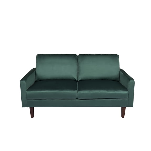 Hybition Velvet Loveseat Modern Sofa with Wooden Legs for Living Room,Office-Green