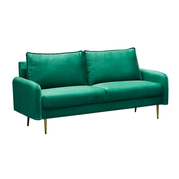 Hybition Velvet Sofa Modern Couch with Metal Legs for Living Room-Green