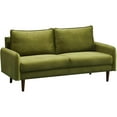 thumbnail image 1 of Hybition Velvet Sofa Modern Couch with Wooden Legs for Living Room - Army Green, 1 of 10
