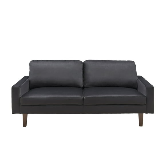 Hybition Velvet Sofa Modern Couch with Wooden Legs for Living Room,Office-Black