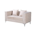 thumbnail image 1 of Hybition Velvet Sofa Modern Loveseat with Button-Tufted & Metal Legs Beige, 1 of 8