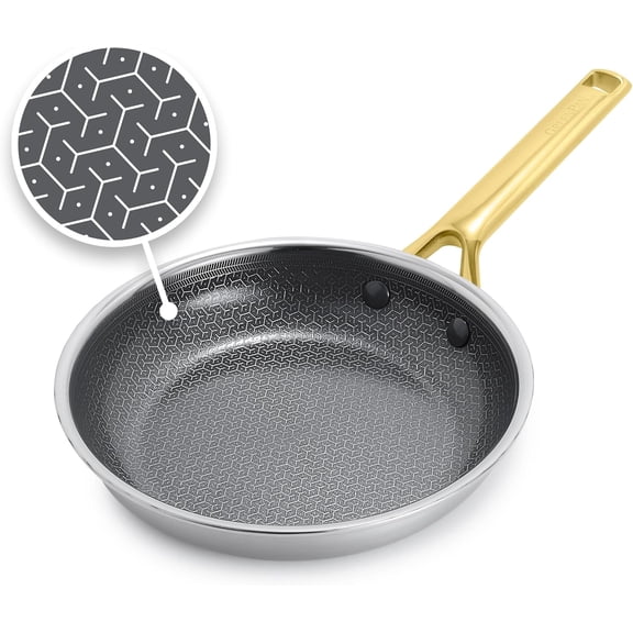 Hybrid 10 Nonstick Stainless Steel Frying Pan Skillet, Tri-Ply Thermobond Ceramic Cookware, Induction & All Cooktop Compatible, Oven Temp to 850 F, Dishwasher Safe