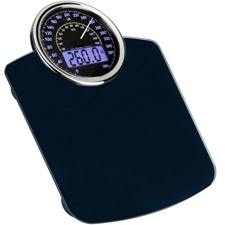 Hybrid 2-in-1 Analog & Digital Weighing Scale for Body Weight - Thick Tempered Glass - Extra Large Display - Easy to Read Bathroom Scale